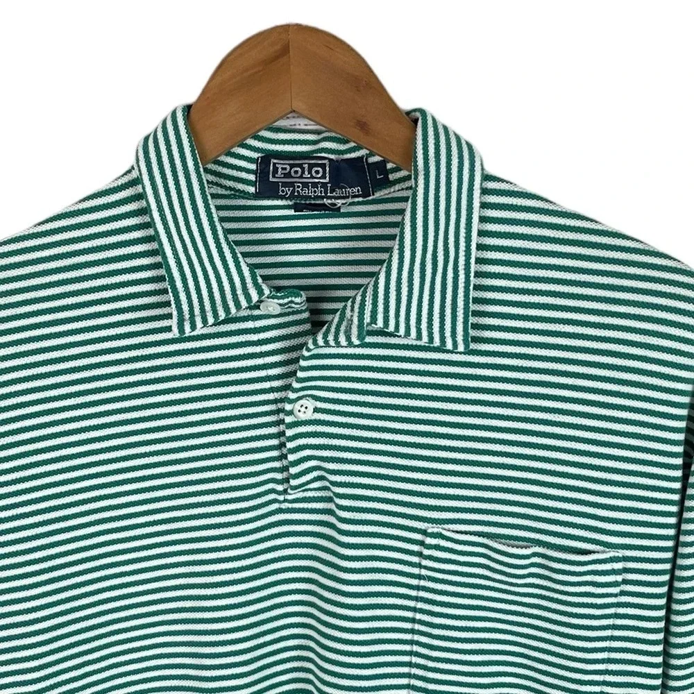 PO283 Men’s Polo Ralph Lauren Designer Striped Pocket Polo Shirt L